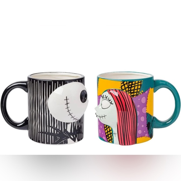 Other - Disney Nightmare Before Christmas Jack and Sally Sculpted Cermaic Mug Set